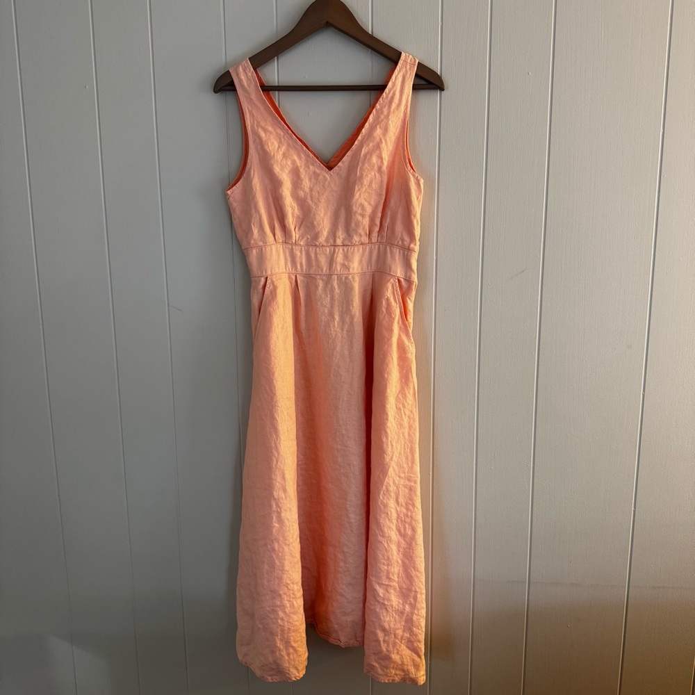 Cynthia Rowley Y2K Women’s Cottage Coastal Cowgirl Coral Linen Maxi Dress - 6